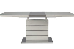 Glissand High Gloss White/Gray-Taupe 7-Piece Dining Table Set - Ornate Home
