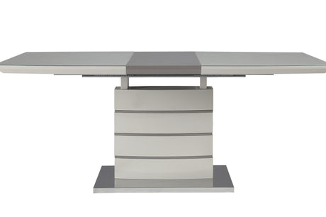 Glissand High Gloss White/Gray-Taupe 7-Piece Dining Table Set - Ornate Home