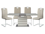 Glissand White/ Gray-Taupe 5-piece Dinig Table Set - Ornate Home