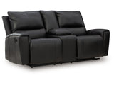 Glossmore Black DBL Rec Loveseat w/Console - Ornate Home