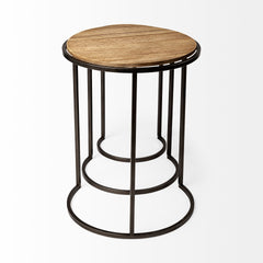 Glover Brown Wood Round Top with Metal Nesting Accent Tables (Set of 3) - Ornate Home