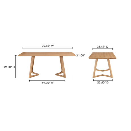 Godenza Oak Rectangular Dining Table - Ornate Home