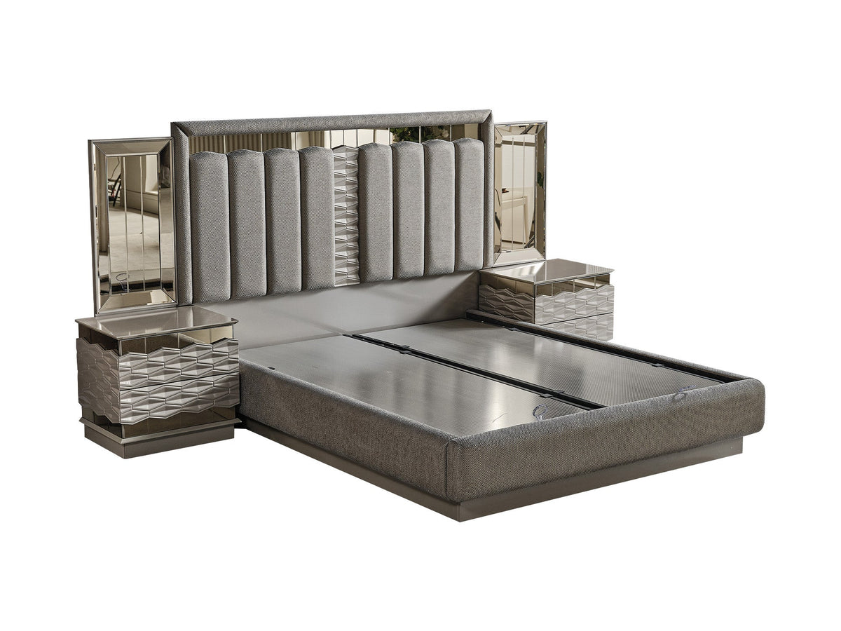 Gokce Light Brown Bed Frame With Headboard - Ornate Home