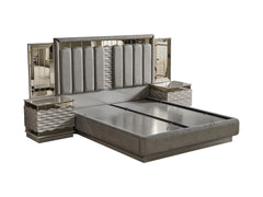 Gokce Light Brown Bedroom Set (Queen Frame With Headboard & Dresser With Mirror & Ottoman & 2 Nightstand) - Ornate Home