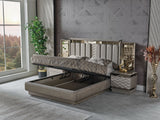 Gokce Light Brown Bed Frame With Headboard