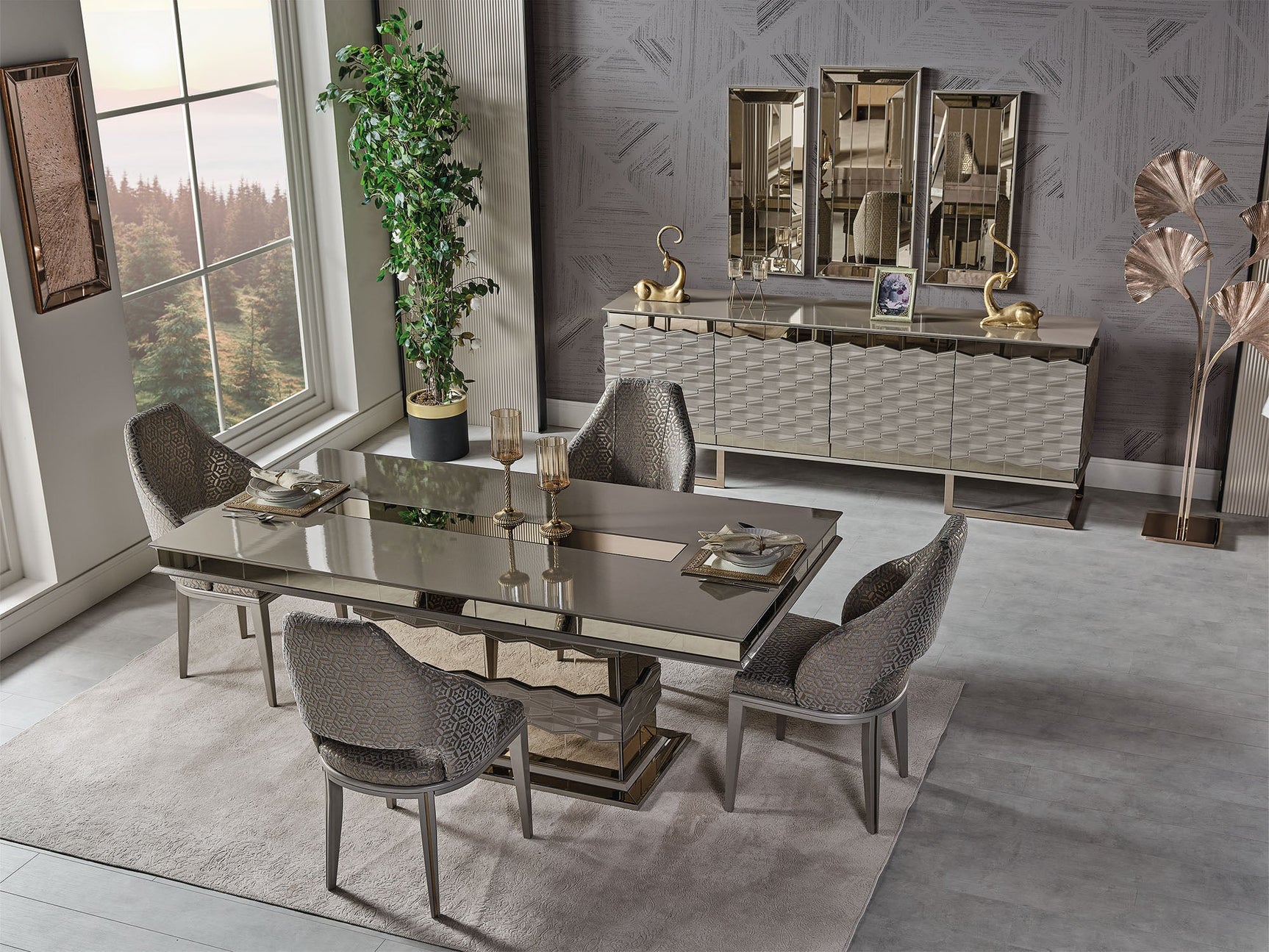 Gokce Light Brown Dining Table