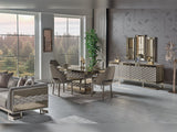 Gokce Light Brown Dining Room Set (Consol With Mirror & Dining Table & 6 Dining Chair)