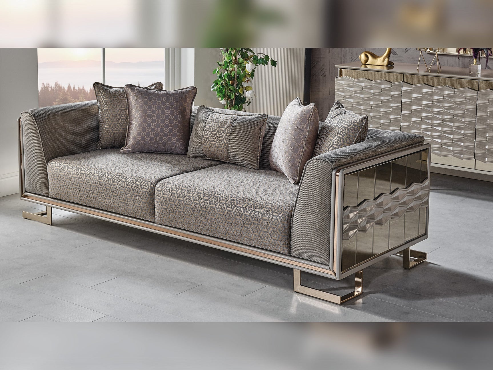 Gokce Grey 4-pieces (2 Sofa & 2 Chair) Living Room Set