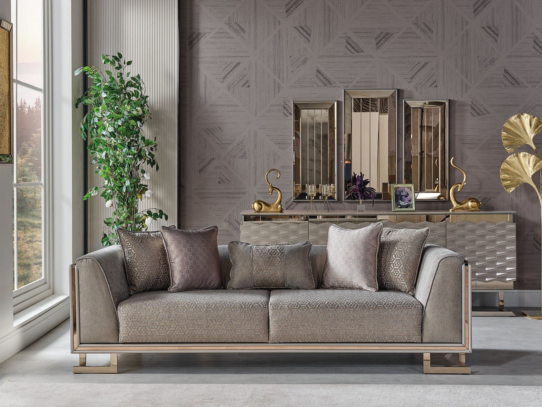 Gokce Grey 4-pieces (2 Sofa & 2 Chair) Living Room Set