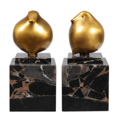 Golden Finch Bird Black/Brass Figurines (Set of 2) - Ornate Home