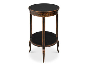 Golden Rim Black Side Table - Ornate Home
