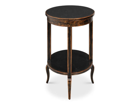 Golden Rim Black Side Table - Ornate Home