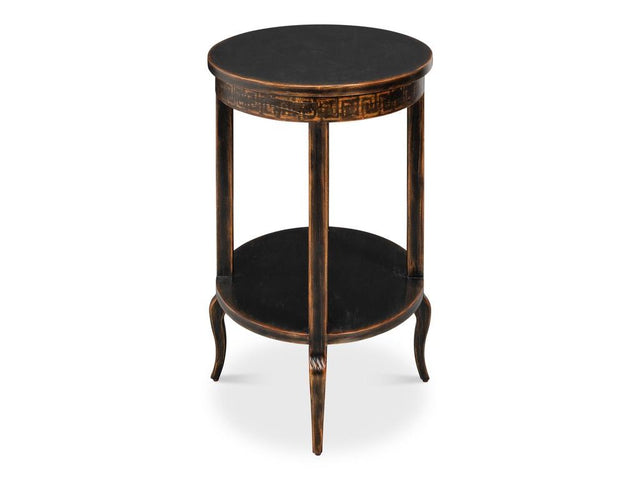 Golden Rim Black Side Table - Ornate Home