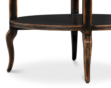 Golden Rim Black Side Table - Ornate Home