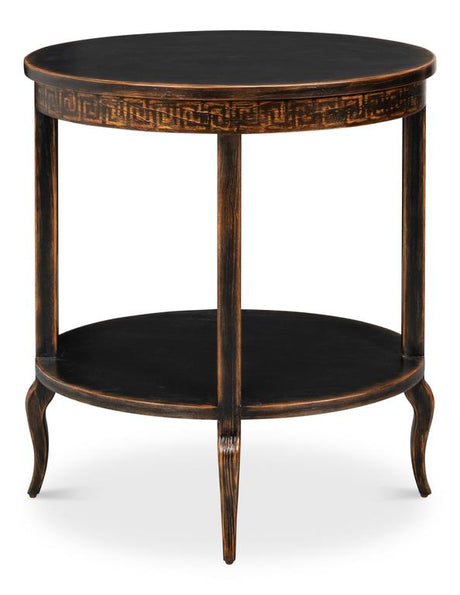 Golden Rim Black Side Table - Ornate Home