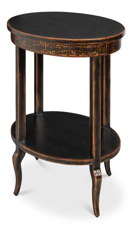 Golden Rim Black Side Table - Ornate Home
