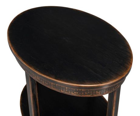 Golden Rim Black Side Table - Ornate Home