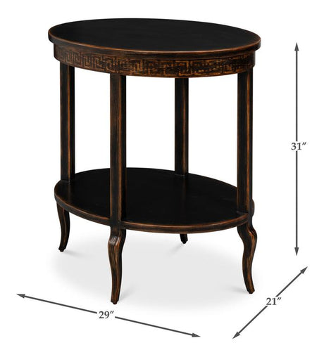 Golden Rim Black Side Table - Ornate Home