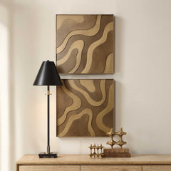 Golden Terrain Brown/Gold Wooden Wall Decor (Set of 2) - Ornate Home