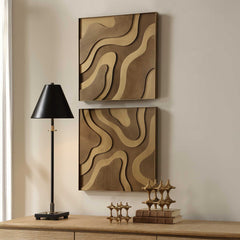 Golden Terrain Brown/Gold Wooden Wall Decor (Set of 2) - Ornate Home