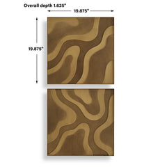 Golden Terrain Brown/Gold Wooden Wall Decor (Set of 2) - Ornate Home