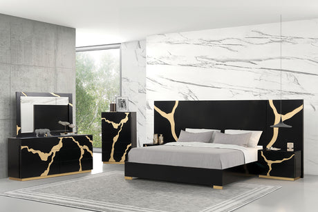 Goldsberg Black/Gold Bed Panel - Ornate Home