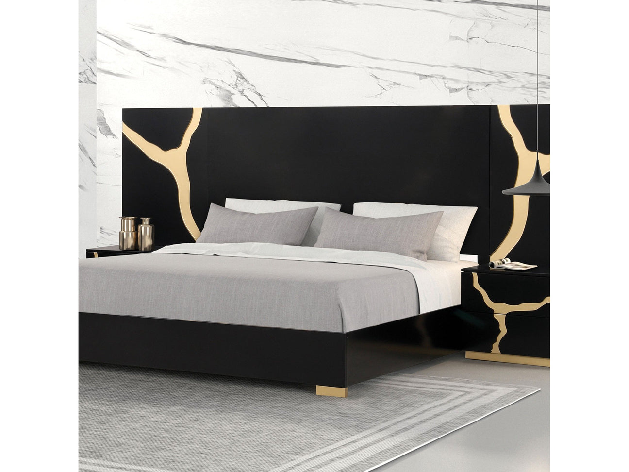 Goldsberg Black/Gold Bed Panel - Ornate Home