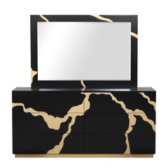 Goldsberg Black/Gold Queen 4 Piece Bedroom Set - Ornate Home