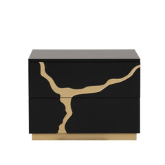 Goldsberg Black/Gold Queen 4 Piece Bedroom Set - Ornate Home