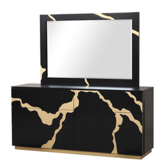 Goldsberg Black/Gold Queen 5 Piece Bedroom Set w/2 Nightstands - Ornate Home