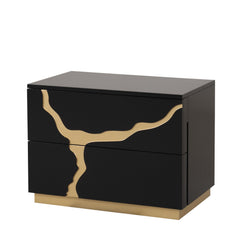 Goldsberg Black/Gold Queen 5 Piece Bedroom Set w/2 Nightstands - Ornate Home