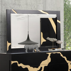 Goldsberg Black/Gold Queen 5 Piece Bedroom Set w/2 Nightstands - Ornate Home