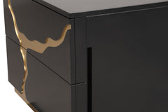 Goldsberg Black/Gold Queen 5 Piece Bedroom Set w/2 Nightstands - Ornate Home
