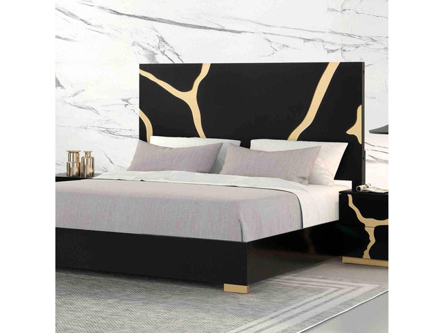 Goldsberg Black/Gold Queen Bed - Ornate Home
