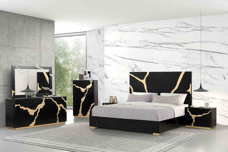 Goldsberg Black/Gold Queen Bed - Ornate Home