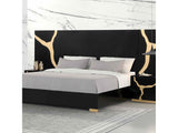Goldsberg Black/Gold Queen Panel Bed w/ Extended Panel - Ornate Home