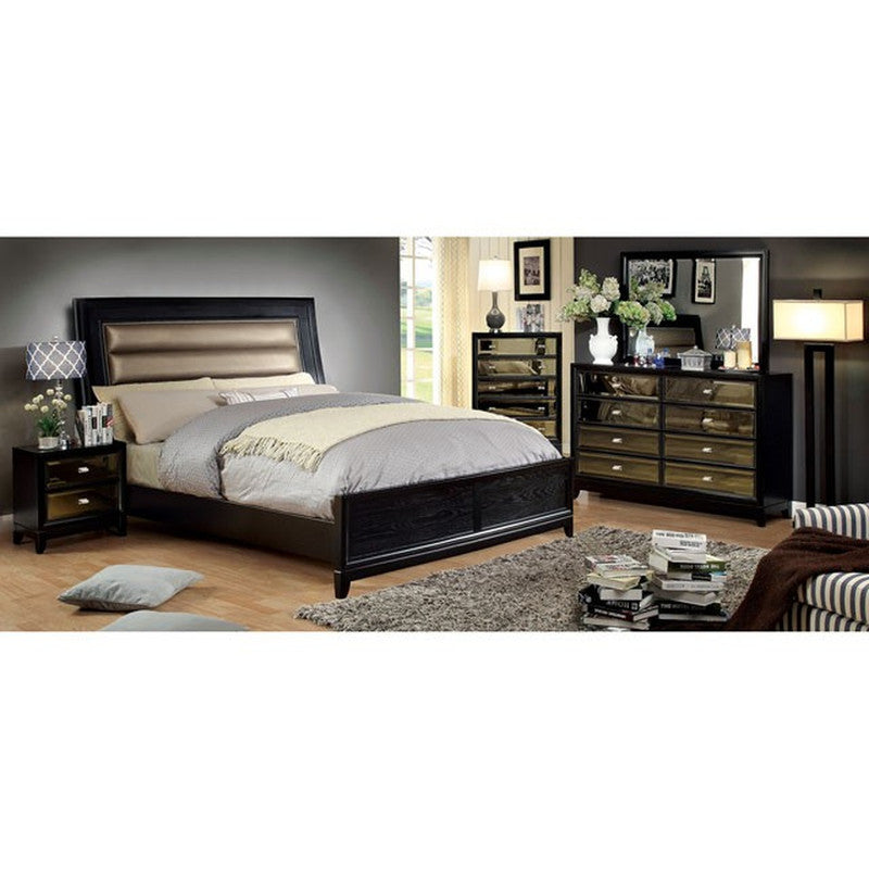 Golva Black/Taupe E.King Bed - Ornate Home