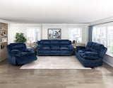 Goodland Blue Double Reclining Loveseat w/ Center Console - Ornate Home