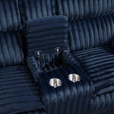 Goodland Blue Double Reclining Loveseat w/ Center Console - Ornate Home