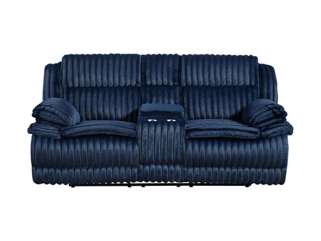 Goodland Blue Double Reclining Loveseat w/ Center Console - Ornate Home