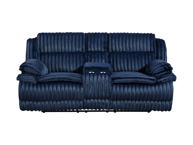 Goodland Blue Double Reclining Loveseat w/ Center Console - Ornate Home