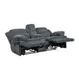 Goodland Dark Gray Double Reclining Loveseat w/ Center Console - Ornate Home
