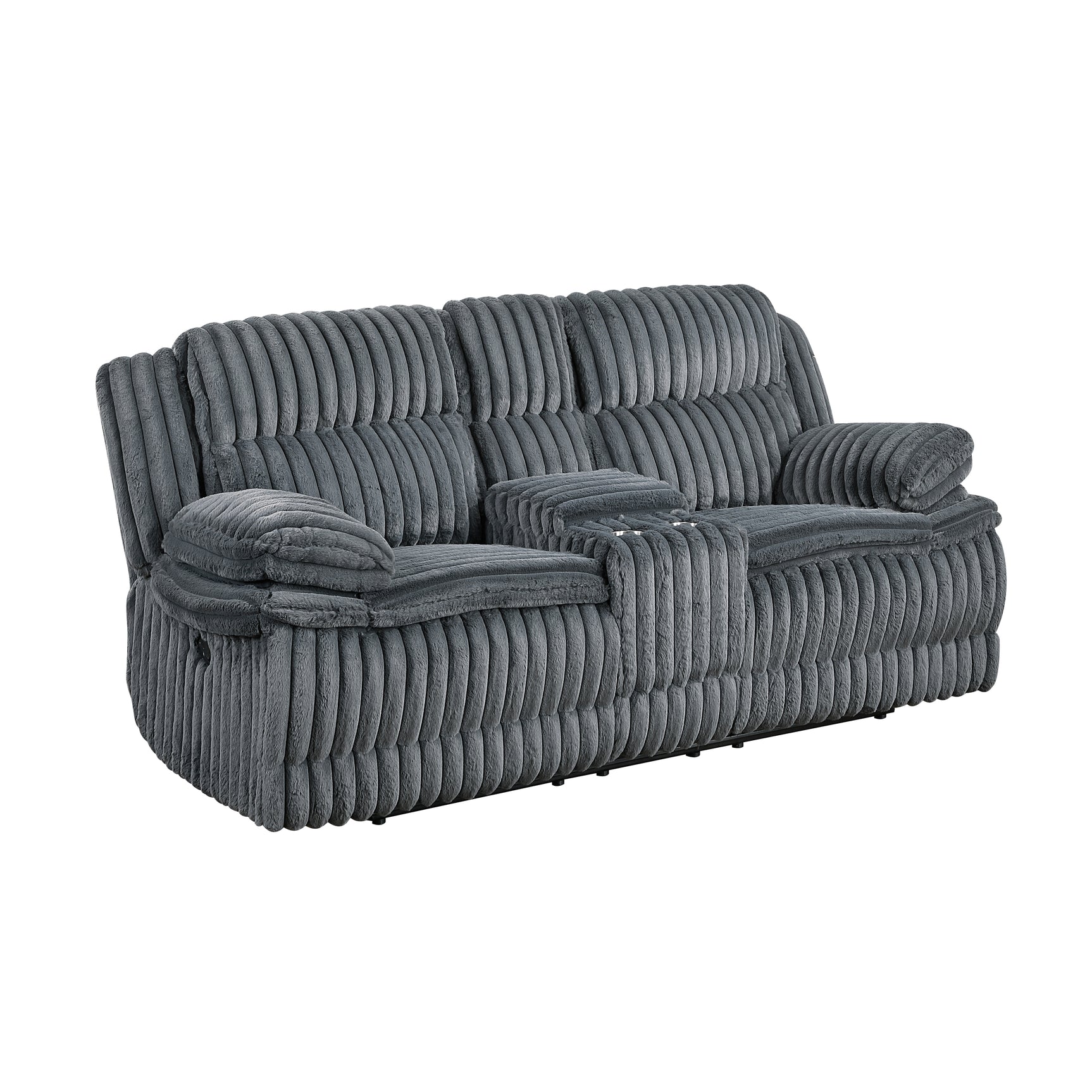 Goodland Dark Gray Double Reclining Loveseat w/ Center Console - Ornate Home