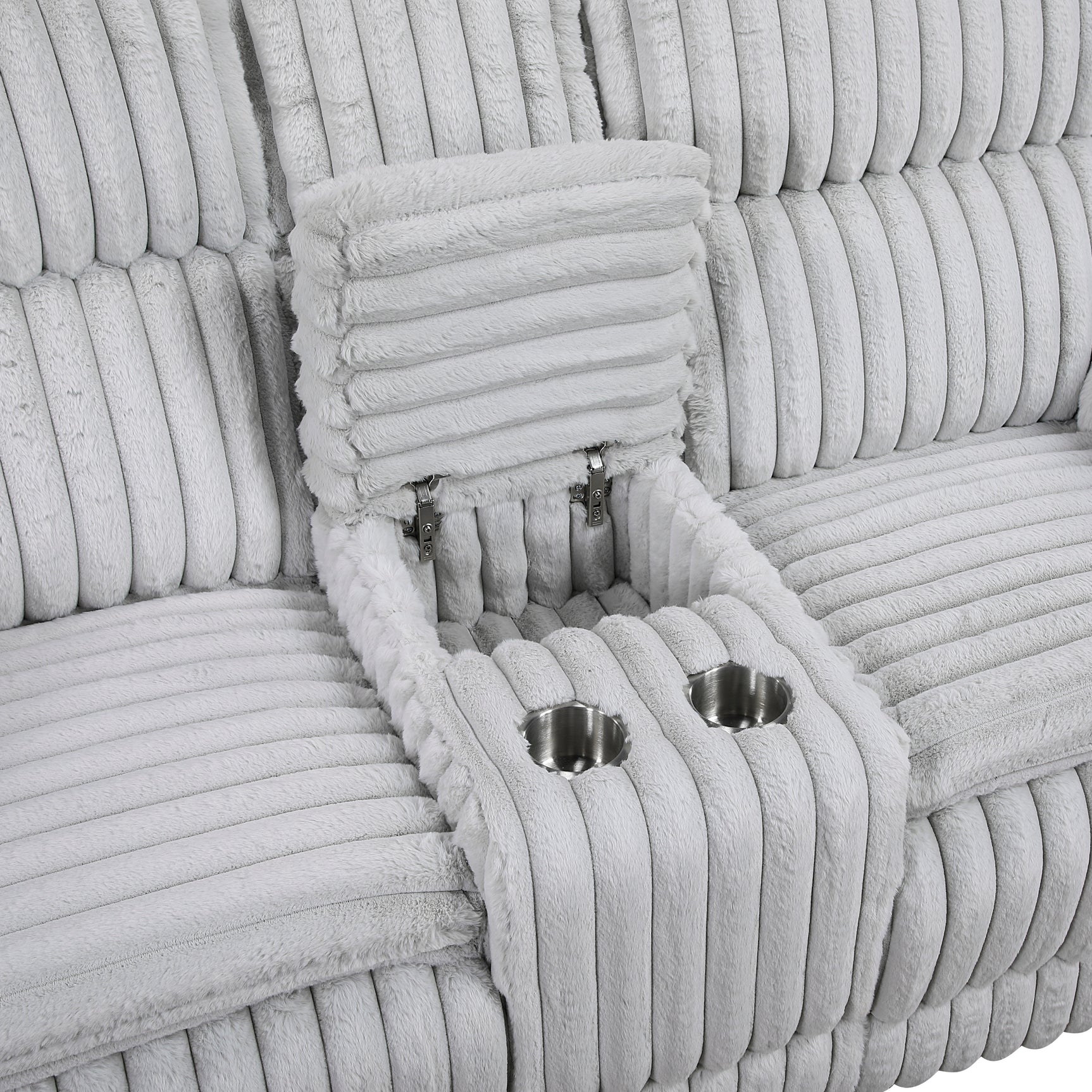 Goodland Gray Double Reclining Loveseat w/ Center Console - Ornate Home