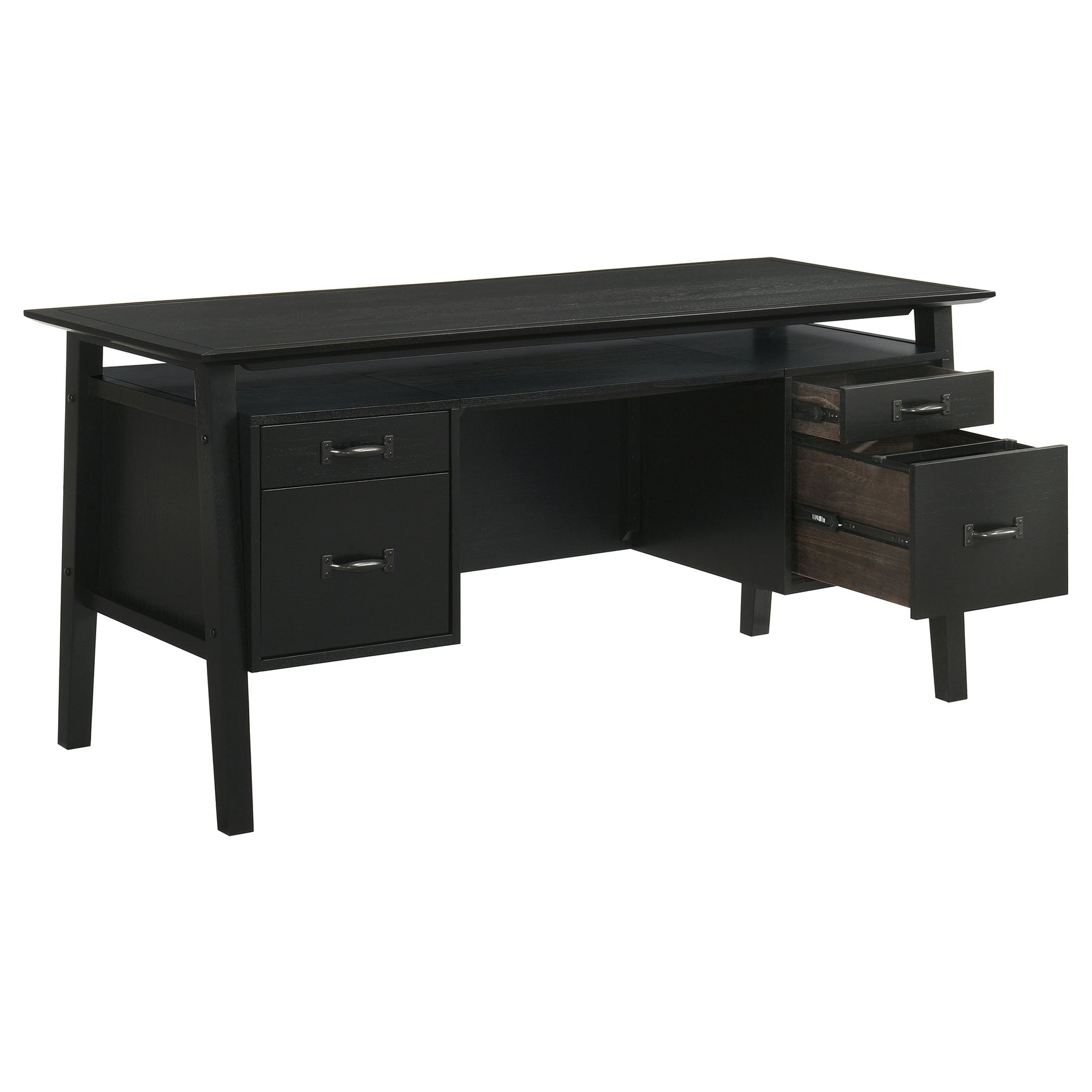 Goodson Black 64-inch 4-Drawer Double Pedestal Computer Desk - Ornate Home