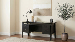 Goodson Black 64-inch 4-Drawer Double Pedestal Computer Desk - Ornate Home