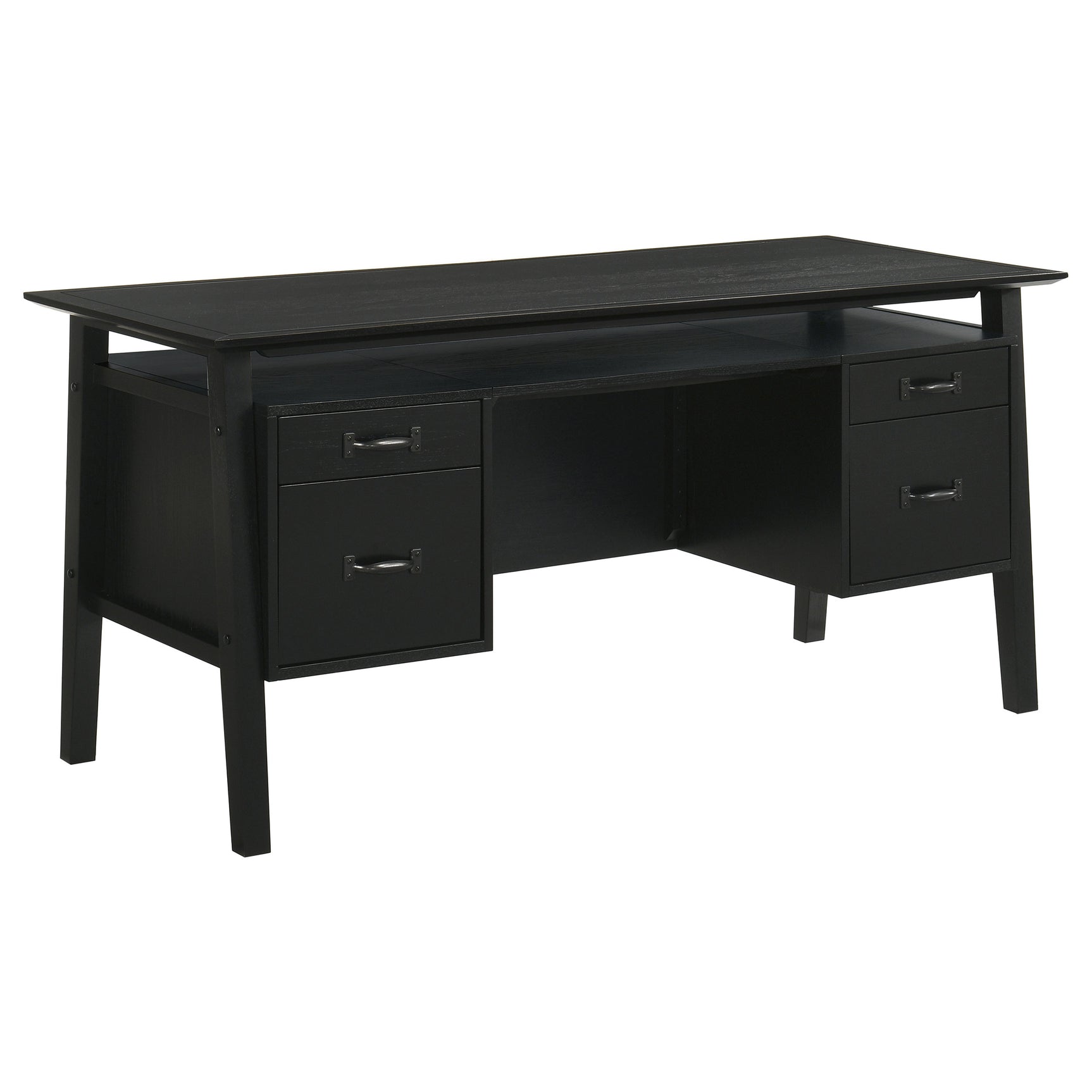 Goodson Black 64-inch 4-Drawer Double Pedestal Computer Desk - Ornate Home
