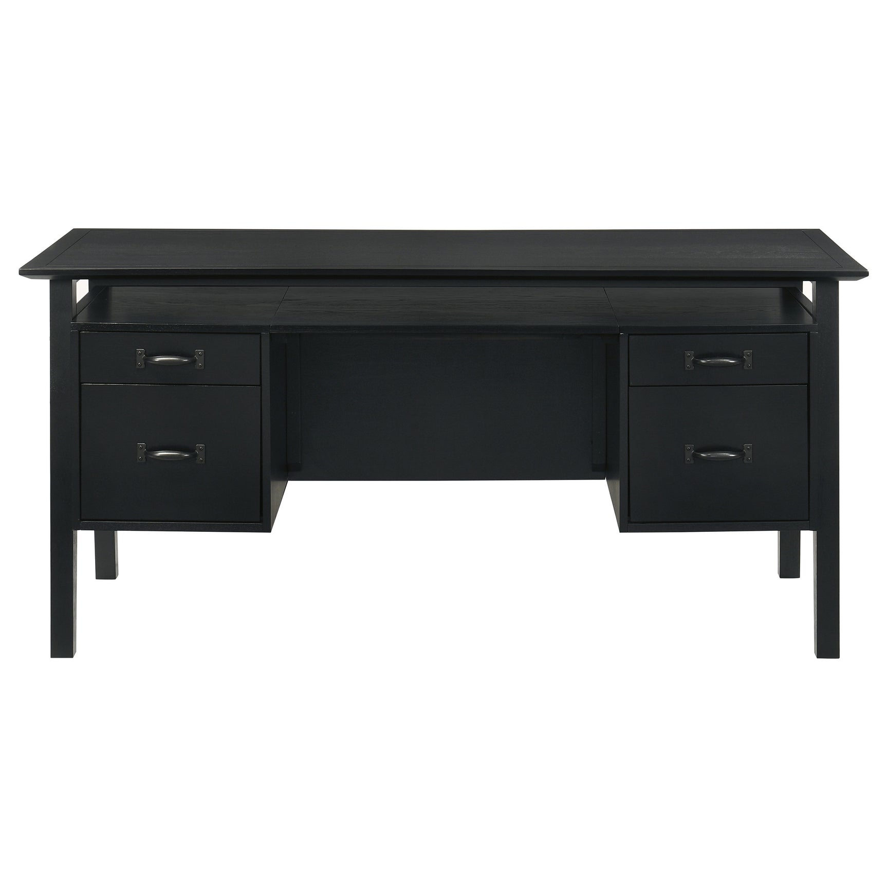 Goodson Black 64-inch 4-Drawer Double Pedestal Computer Desk - Ornate Home