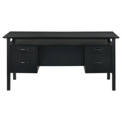 Goodson Black 64-inch 4-Drawer Double Pedestal Computer Desk - Ornate Home