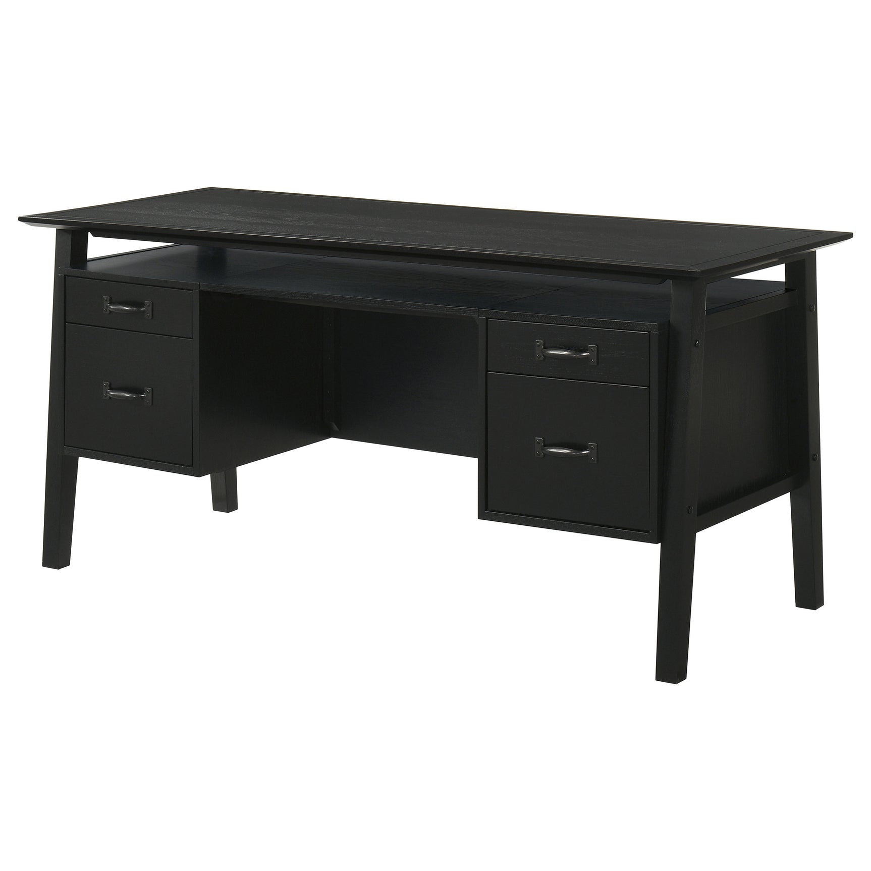 Goodson Black 64-inch 4-Drawer Double Pedestal Computer Desk - Ornate Home